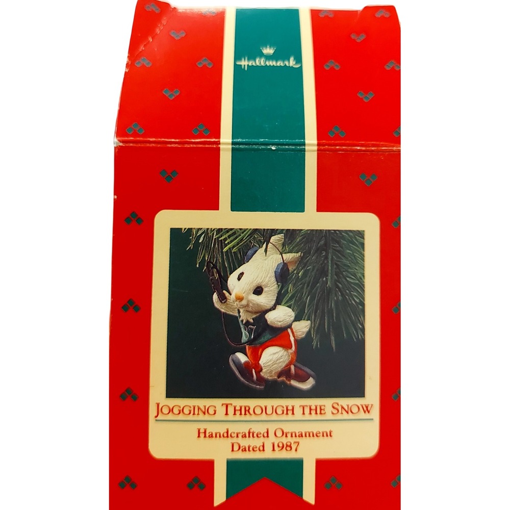 Vintage 1987 Hallmark Keepsake Ornament Jogging Through the Snow Bunny Rabbit